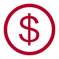 Low risk predictable costs flexible pricing growth icon